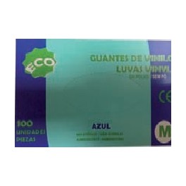 GUANTES DE VINILO GLENTEX AZULES SENSITIVE CAJA 100 UND