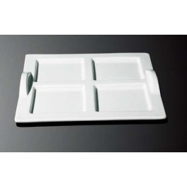 BANDEJA CUADRADO 4 COMPARTIMENTOS 22,3X22,3XH2,5 cm